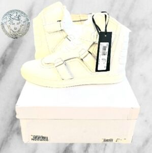 VERSACE WHITE HI-TOP INSIGINIA SNEAKERS!  BRAND NEW WITH TAGS